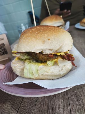 Vegan hamburger  at 'O Grin in Naples