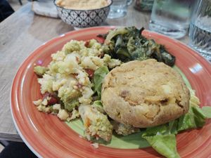 Mixed veggies, Escarole, potato "burger" at 'O Grin in Naples