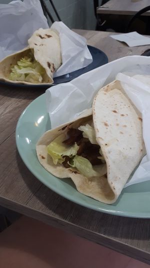 Piadina made of seitan (wrap) at 'O Grin in Naples