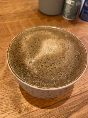 Hojicha latte: good at Yemayá's - ZoJazz Stage in Amsterdam