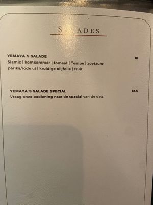 Menu May 2026 at Yemayá's - ZoJazz Stage in Amsterdam