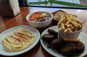 Felafel platter at Eggs and Plants in Seattle