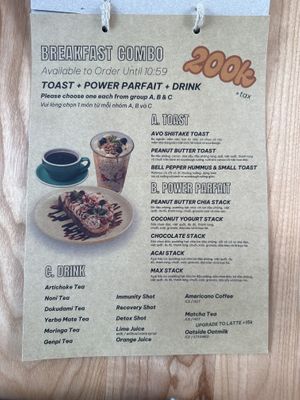 Breakfast combo menu  at Roots Plant-based Cafe - Hẻm 41 Xuan Thuy in Ho Chi Minh City