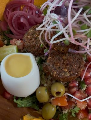 Mediterranean falafel bow: Fresh  and crunch. Yummy  at Roots Plant-based Cafe - Hẻm 41 Xuan Thuy in Ho Chi Minh City