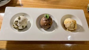 Ice cream (double chocolate, praline, pistachio)  at Marmalade in San Juan