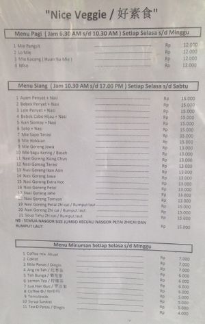 Menu at Nice Veggie in Batam