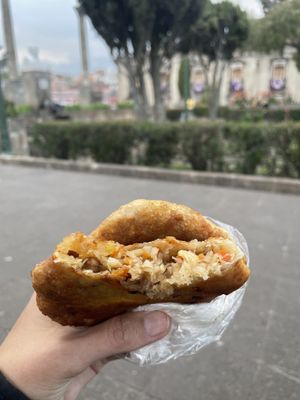 The stall is takeaway only but it’s nice to eat them at the main plaza right nearby  at Comida Taiwanesa in Quetzaltenango