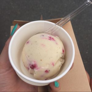Raspberry ice cream Jolla at Vege Cafe Lotus in Toyohashi