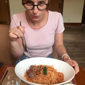 spaghetti and meatbaaaalls at Vege Cafe Lotus in Toyohashi