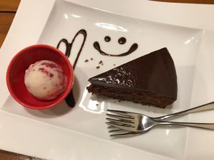 Chocolate cake at Vege Cafe Lotus in Toyohashi