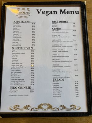 Many vegan options!   at Cholas Indian Restaurant in Peoria