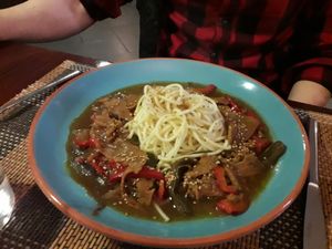 Teriyaki de seitán at Shangri-La in Ourense