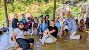 Vegan group our through Thailand at Chang Chill elephant sanctuary at Veggies Abroad in Royal Oak