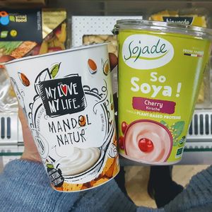 Vegan yoghurts at Koru in Ljubljana