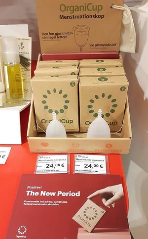 Organicup certified vegan reusable menstrual cup at Koru in Ljubljana