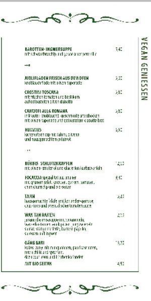Vegan Menu at Cammerlander Market Bar in Innsbruck