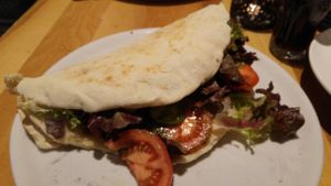 Focaccia with Seitan, ask for it without cheese or yoghurt at Cammerlander Market Bar in Innsbruck