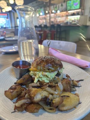 The “Rise and Shine” at Lunchtime. Amazing just egg on there!  at Thyme and Tonic in New York City