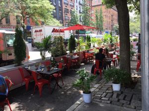 Outdoor seating during pandemic at Thyme and Tonic in New York City