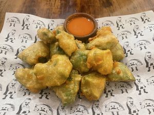 Beer-battered fried avocado - 45Q. Salsa roja (the best one)  at Tacorazon in Antigua