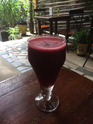 Beetroot&ginger juice with aloe Vera  at Mood Food Energy Cafe in Yangshuo