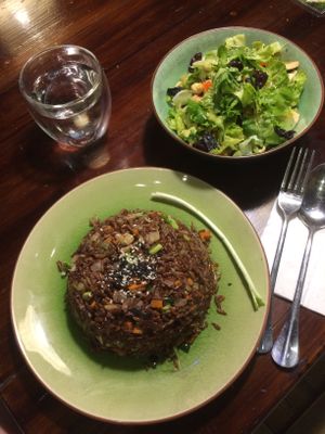  Sweet &savory rice and their new quinoa salad. those meals are lovely! at Mood Food Energy Cafe in Yangshuo