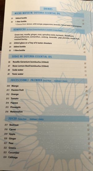 Drinks Menu (1); served noon to close at Mood Food Energy Cafe in Yangshuo