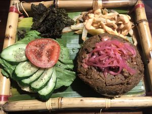 Buckwheat burger was so tasty! at Mood Food Energy Cafe in Yangshuo