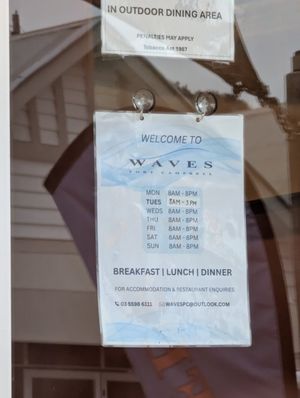 Opening hours (May 2026) at Waves Port Campbell in Port Campbell
