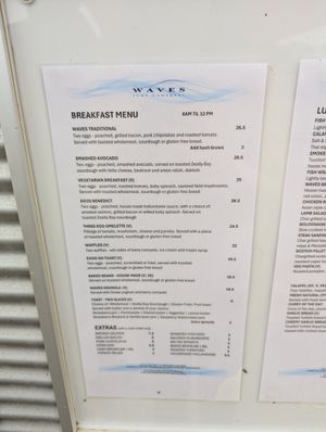 Menu at Waves Port Campbell in Port Campbell