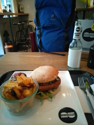 The 'Persian' burger and fries at Hamburgerei in Munich