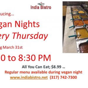 vegan nights at India Bistro at India Bistro in Plainfield