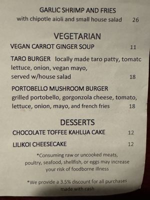 Menu   at Colleen's at The Cannery in Haiku