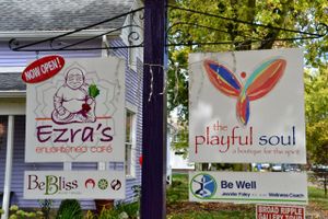 Ezra's Enlightened Cafe is adjacent to the Playful Soul.  at Ezra's Enlightened Cafe in Indianapolis