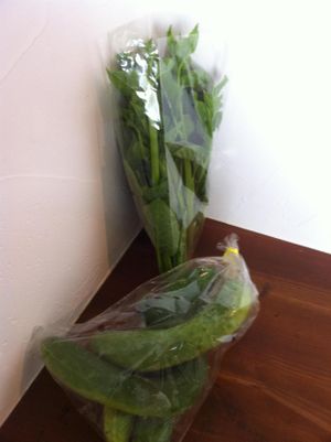 Organic vegetables for sale in restaurant store (reasonable price - about 250yen)  at Panchavati in Shizuoka