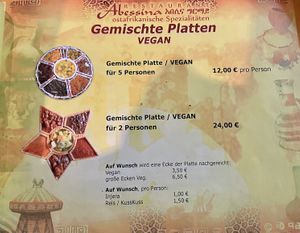 Mixed vegan platters at Abessina in Gottingen