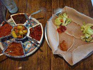 Vegan plate for 2 persons (traditional way) at Abessina in Gottingen