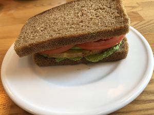 The only vegan breakfast - warm tofu inside  at Kawiarnia Fawory in Warsaw