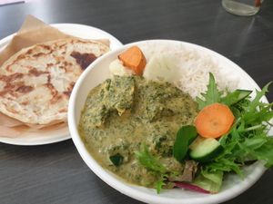 Saag spinach curry & tofu at Mantra Lounge in Carlton