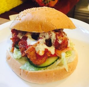 Korean BBQ burger  at Mantra Lounge in Carlton