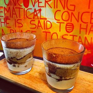 A sweet vegan tiramisu that is both alcohol and caffeine free. at Mantra Lounge in Carlton