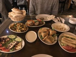 Variety of vegetarian dishes  at Taboula in Cairo