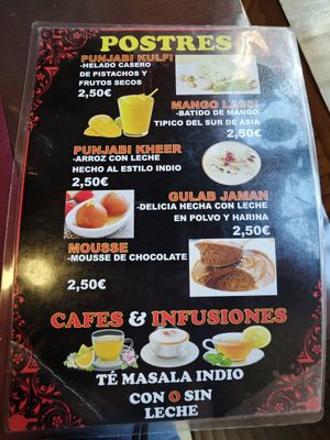 Menu at Indian Punjab Restaurante in Bilbao