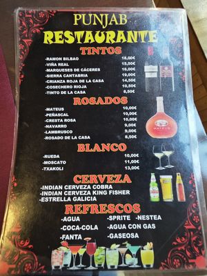 Menu at Indian Punjab Restaurante in Bilbao