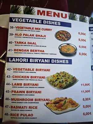 Menu at Indian Punjab Restaurante in Bilbao