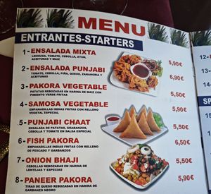 Menu at Indian Punjab Restaurante in Bilbao