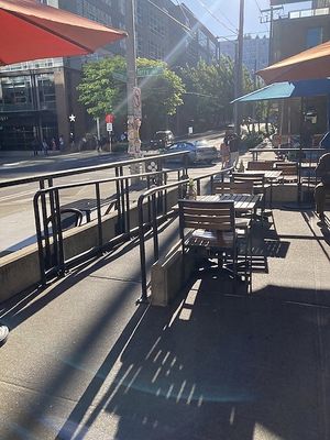 Exterior seating at Portage Bay Cafe - South Lake Union in Seattle