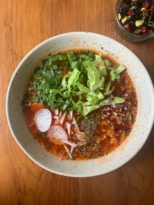 Pozole rojo at Casa Macro in Monterrey