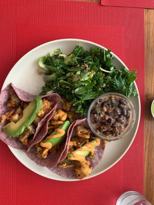 Tacos tempura de brócoli coliflor con ceviche de frijol  at Casa Macro in Monterrey