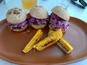 Mushroom bbq sliders at Casa Macro in Monterrey